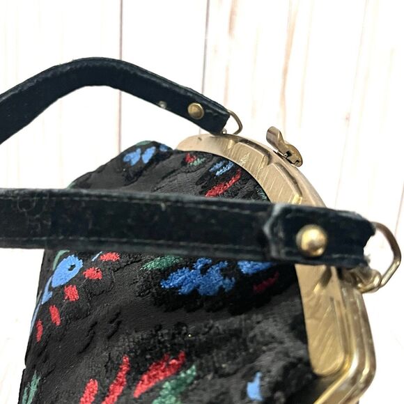 Vintage 1960’s Kadin Velvet Brocade Handbag Gold Tone Hardware - Picture 5 of 13